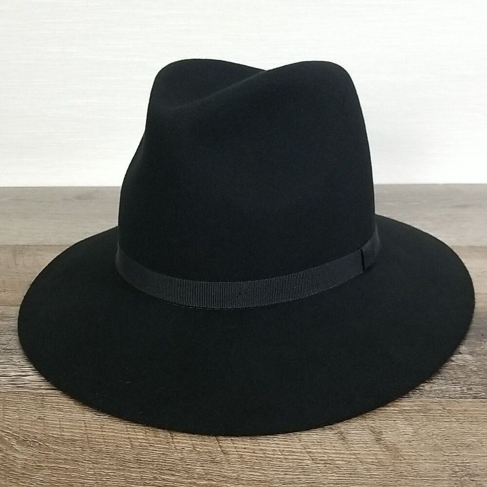 Wilfred Womens Black Fedora Hat XS/S 100% Wool Euc